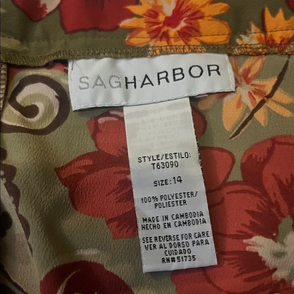 (095)Sag Harbor Floral A-Line Skirt - Red and Green - Picture 2 of 7